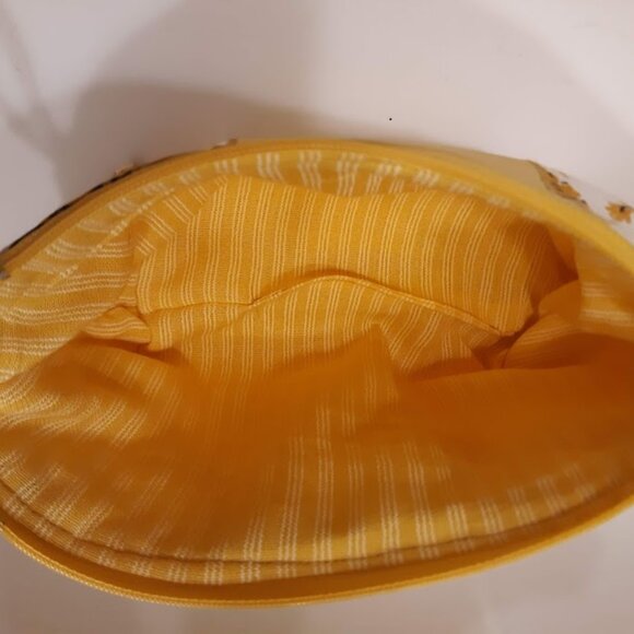 New Sunflower theme Vinyl trim Clutch travel make-up bag Wristlet cosmetics case - Picture 6 of 8